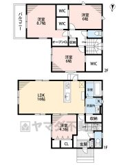 4LDＫ＾＾2階全居室6帖以上＆WIC完備＾＾収納充実の間取り＾＾