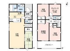 和室含む4LDKです。広々とした南東向きバルコニー＾＾テレワークルーム付きでリモートワークや趣味の部屋に。