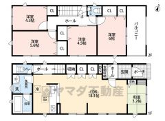 4LDK。リビング広々18.1帖。全居室収納スペースあり＾＾