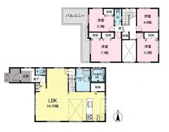 リビングは24帖以上の開放感あふれる空間です。2階は洋室が4部屋あるので、お子様が大きくなっても安心ですね＾＾