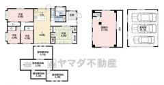 生活動線がコンパクトな平屋住宅＾＾約8帖の和室含む4LDK。主寝室は9帖。全居室収納付き＾＾大容量の屋根裏収納＾＾事務所、ガレージ3台分。