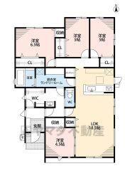 4LDKとファミリークローク。LDK18.5帖。食器洗浄乾燥機付きシステムキッチンやランドリールームなど設備充実＾＾