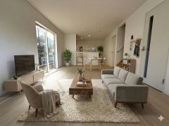 18帖。家族が集まる開放的なリビング。思い思いの時間を過ごしたり食事をしたり、素敵な団らんの場になりますね＾＾家具はCGによるイメージ画像