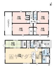 4LDK。リビング広々19帖。全居室収納スペースあり＾＾