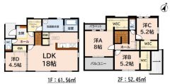 オールフローリング4LDK＾＾LDK18帖。南面バルコニー。FCL＆パントリー＆WIC＆全居室収納ありで収納充実＾＾