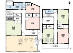 6LDKとS。食器洗浄乾燥機付きシステムキッチン。南面バルコニーへは2部屋＆廊下から行き来可能です＾＾