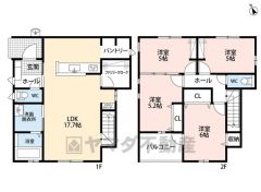 玄関へも2階へも、必ずリビングを通る動線になっているので、顔を合わせる機会が増え家族団らんの間取りに＾＾