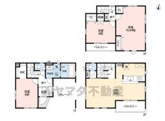 3LDK(4LDKも可)＾＾プライバシーが確保された2階リビング＾＾水廻りは1階に配置。収納充実の間取り＾＾