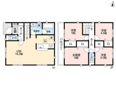 1階はLDK18.2帖の広々空間＾＾リビング階段有＾＾ 2階は全居室収納付き、ワイドバルコニー有で陽当たり、風通し良好＾＾