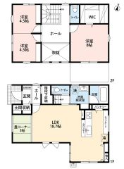 2LDKと畳コーナーで21.7帖の広々空間＾＾暮らしの変化に合わせて2LDKから3LDKへ変更可能＾＾