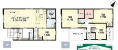 南西向き＾＾4LDK＾＾LDK19.5帖。 開放感のあるリビング階段。 2階にはホールクローク完備＾＾ 主寝室は広々9.7帖WIC付＾＾