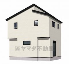 完成予想図、背面。 「木目×ナチュラルカラー」が織りなす、上質な邸宅デザイン。 現況と異なる場合は現況優先となります。 