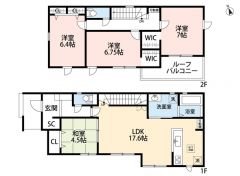4LDKリビング階段・和室4.5帖・収納豊富＾＾WIC・SIC付・対面キッチン・パントリーあり・カースペース4台