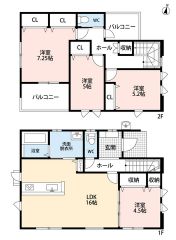 4LDK。1階はLDKと隣洋室合わせて約20.5帖の広々とした空間＾＾パントリー付き。2面バルコニーで陽当たり＆風通し良好。主寝室にダブルクローゼットなど全居室収納付き＾＾