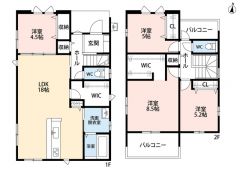 南向き＾＾4LDK＾＾パントリー＆ホール収納＆FCＬ＆WIC完備。2面バルコニーで陽当たり良好＾＾
