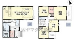 4LDK。リビング上部は折上天井で明るく開放的な空間＾＾玄関に広々シューズクローク付き。