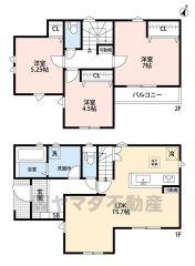 3LDK。南東向き＾＾LDK17.5帖＾＾家族間コミュニケーションの取りやすいリビング階段を採用。南東バルコニーで陽当たり良好＾＾