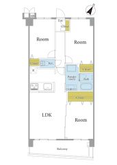 お掃除のしやすいオールフローリング。洋室は3部屋あるので、お子様が大きくなっても安心ですね＾＾南東向きバルコニーは2部屋につながります。日当たり、通風良好です。