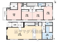 4LDK。リビング18帖以上＾＾WIC、パントリー完備。全居室収納スペース付き＾＾
