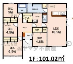 4LDK。平屋。家の中心にファミリークロークを配置。家事が効率的な回遊動線を実現＾＾