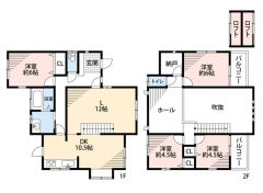  4LDK＾＾納戸あり。LDK22.5帖＾＾ 開放感のある吹抜リビング＾＾ 2階ホールには納戸完備。収納充実＾＾ 