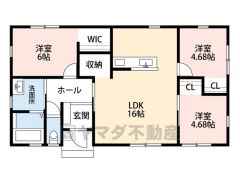 生活がワンフロアで完結する平屋建て＾＾ オールフローリングでお掃除もらくらく＾＾ 全居室、リビングにも収納あり＾＾