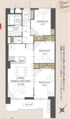3LDK。南東向きで陽当たり良好＾＾ お掃除ラクラクのオールフローリング。 全居室収納スペース完備。 