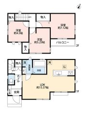 3LDK。南東向き。リビングダイニングを分けやすいヨコ型LDK＾＾全居室2面採光＆収納スペース付き。南東バルコニーで陽当たり良好＾＾