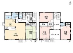 約6帖の和室含む4LDK。リビングダイニングを分けやすいヨコ型LDK。全居室6帖以上、収納付き＾＾広々インナーバルコニー＾＾