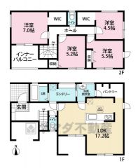 4LDK。全居室収納スペースあり。WIC。パントリー付き。インナーバルコニー付き＾＾