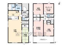 和室含む4LDKです。広々とした南東向きバルコニー＾＾テレワークルーム付きでリモートワークや趣味の部屋に。
