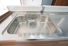 広々とした凸型シンクに洗剤ポケットを標準装備。大きなお鍋など洗いやすいです。