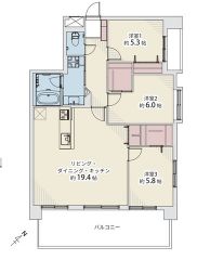 R8年9月リフォーム完了済み。3LDK＾＾リビング19.4帖。南東向きバルコニー。ウォークインクローゼット2ヶ所付きで収納充実。