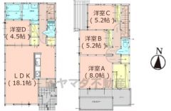 4LDK。主寝室にウォークインクローゼットなど収納充実＾＾南面バルコニーあり＾＾