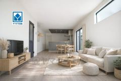 18.7帖。家族が集まる開放的なリビング。思い思いの時間を過ごしたり食事をしたり、素敵な団らんの場になりますね。家具はCGによるイメージです。