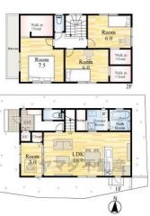 4LDK。南向きで陽当たり良好＾＾SICや洗面室収納あり＾＾2階全居室にウォークインクローゼット付き＾＾広々バルコニーあり＾＾