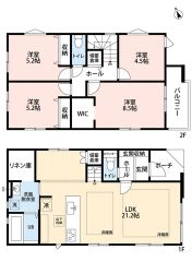 4ＬＤＫとウォークインクローゼットでゆとりのある暮らしが実現。2階は洋室が4部屋あるので、お子様が大きくなっても安心ですね＾＾
