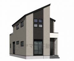 完成予想図。スタイリッシュでモダンなデザインに縦のラインが強調されており、シャープな印象のお家です＾＾