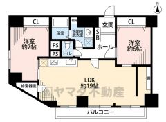 オールフローリング2LDK。南向きのリビングであたたかい日差しを感じられます＾＾LDKは広々19帖＾＾居室はゆとりのある広さの6帖以上＆収納スペース付き＾＾ 