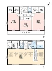オールフローリング3LDK＾＾広々リビング18帖。家族コミュニケーションがとりやすいリビング階段。